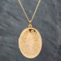 Second Hand 9ct Yellow Gold Oval Flowers Engraved Locket Pendant & 18 Inch Curb Chain 41141812