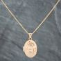 Second Hand 9ct Yellow Gold Oval Mum Rose Locket Pendant & 20 Inch Curb Chain 41141814