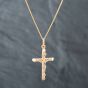 Second Hand 9ct Yellow Gold Crucifix Cross Pendant & 16 Inch Curb Chain 41141855
