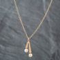 Second Hand 9ct Yellow Gold Cultured Pearl Double Dropper Pendant & 18 Inch Trace Chain 41141862