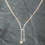 Second Hand 14ct Three Colour Gold Aquamarine & Cubic Zirconia 18 Inch Chain Necklace 41141969
