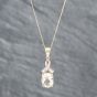 Second Hand 9ct Yellow Gold White Topaz & Scapolite Pendant & 18 Inch Curb Chain 41142052
