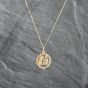 Second Hand 9ct Yellow Gold Openwork Aquarius Pendant & 18 Inch Curb Chain 41142084