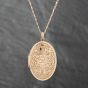 Second Hand 9ct Yellow Gold Large Engraved Oval Pendant & 24 Inch Curb Chain 41142101