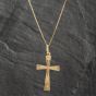 Second Hand Yellow Gold Large Engraved Cross Pendant & 18 Inch Box Chain 41142121