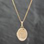 Second Hand 9ct Yellow Gold Oval Part Engraved Locket Pendant & 20 Inch Curb Chain 41142155