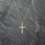 Second Hand 9ct Yellow Gold Plain Cross Pendant & 18 Inch Curb Chain 41142160