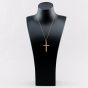 Second Hand 9ct Yellow Gold Large Bark Effect Pattern Cross Pendant & 18 Inch Prince Of Wales Chain 41142161