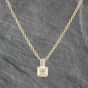 Second Hand 18ct Two Colour Gold Diamond Square Pendant & 17 Inch Trace Chain 41142180