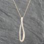 Second Hand 9ct Yellow Gold Brilliant Cut Diamond Long Twist Three Stone Bar Pendant & 18 Inch Curb Chain 41142182