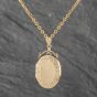 Second Hand 9ct Yellow Gold Oval Patterned Edge Locket Pendant & 20 Inch Trace Chain 41142204