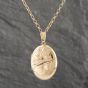 Second Hand 9ct Yellow Gold Oval Part Hand Engraved Locket Pendant & 20 Inch Belcher Chain 41142205