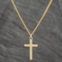 Second Hand 9ct Yellow Gold Plain Cross Pendant & 15 Inch Curb Chain 41142219
