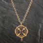 Second Hand Vintage 9ct Yellow Gold Tourmaline Round Openwork Pendant & 20 Inch Belcher Chain 41142223