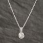 Second Hand 9ct White Gold Cubic Zirconia Round Pendant & 18 Inch Curb Chain 41142244