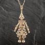 Second Hand 9ct Yellow Gold Multi Stone Large Clown Pendant & 26 Inch Curb Chain 41142255