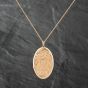 Second Hand 9ct Yellow Gold Hand Engraved Large Oval Locket Pendant & 20 Inch Prince Of Wales Chain 41142272