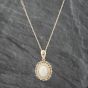 Second Hand 9ct Yellow Gold Opal Oval Pendant & 16 Inch Curb Chain 41142288