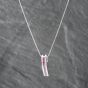 Second Hand 9ct White Gold Multi Coloured Pink Sapphire Channel Set Bar Pendant & 16 Inch Snake Chain 41142291