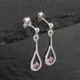 Second Hand 9ct White Gold Pink Cubic Zirconia Set Earrings & 18 Inch Foxtail Jewellery Set 41142292