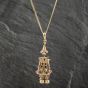 Second Hand 9ct Yellow Gold Multi Stone Clown Pendant & 18 Inch Curb Chain 41142296
