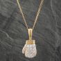 Second Hand 9ct Yellow Gold Cubic Zirconia Large Boxing Glove Pendant & 20 Inch Curb Chain 41142306