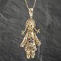 Second Hand 9ct Yellow Gold Cubic Zirconia Large Heavy Ragdoll Pendant & 24 Inch Belcher Chain 41142356