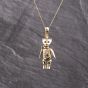 Second Hand 9ct Yellow Gold Cubic Zirconia Teddy Pendant & 18 Inch Curb Chain 41142361