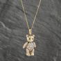 Second Hand 9ct Yellow Gold Cubic Zirconia Teddy Pendant & 18 Inch Curb Chain 41142362