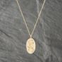 Second Hand 14ct Yellow Gold 0.09ct Brilliant Cut Diamond Aquarius Oval Pendant & 16 Inch Trace Chain 41142393