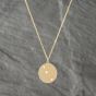Second Hand 14ct Yellow Gold 0.07ct Brilliant Cut Diamond Aries Round Pendant & 16 Inch Trace Chain 41142395