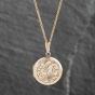 Second Hand Vintage 9ct Yellow Gold Round Hand Engraved Locket Pendant & 20 Inch Prince Of Wales Chain 41142404