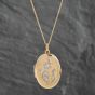 Second Hand 9ct Two Colour Gold Oval Flower Design Locket Pendant & 18 Inch Curb Chain 41142405