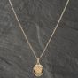 Second Hand 9ct Yellow Gold Diamond Oval Engraved Locket Pendant & 18 Inch Trace Chain 41142409