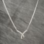 Second Hand 9ct White Gold 0.50ct Brilliant Cut Diamond Crossover Pendant & 16 Inch Herringbone Chain 41142413