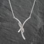 Second Hand 9ct White Gold Diamond Crossover Pendant & 16 Inch Herringbone Chain 41142420