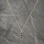 Second Hand 9ct Yellow Gold Sapphire & Diamond Bar Dropper Pendant & 18 Inch Prince Of Wales Chain 41142445