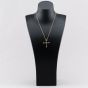 Second Hand 14ct Yellow Gold Sapphire & Diamond, Cultured Pearl And Blue Enamel Cross Pendant & 18 Inch Curb Chain 41142452