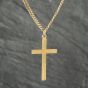 Second Hand 9ct Yellow Gold Diamond Cut Cross Pendant & 17 Inch Curb Chain 41142462