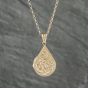 Second Hand 9ct Yellow Gold Foliate Hand Engraved Pear Shaped Locket Pendant & 18 Inch Belcher Chain 41142464