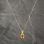 Second Hand 14ct Yellow Gold Citrine Pear Shape Pendant & 18 Inch Curb Chain 41142471