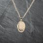 Second Hand 9ct Yellow Gold Foliate Engraved Oval Locket Pendant & 24 Inch Curb Chain 41142475