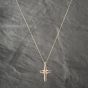 Second Hand 9ct Yellow Gold Diamond Set Cross Pendant & 18 Inch Curb Chain 41142481