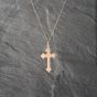 Second Hand 9ct Rose Gold Cross Pendant & 18 Inch Curb Chain 41142485