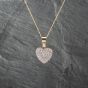 Second Hand 9ct Yellow Gold Cubic Zirconia Heart Shaped Pendant & 18 Inch Curb Chain 41142491