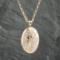 Second Hand 9ct Two Colour Gold Oval Foliate Engraved Locket Pendant & 22 Inch Belcher Chain 41142518