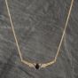 Second Hand 9ct Yellow Gold Sapphire & 0.01ct Diamond Oval Xox Landscape Bar Pendant & 18 Inch Curb Chain 41142526
