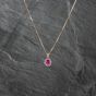 Second Hand 9ct Yellow Gold Ruby & 0.21ct Diamond Oval Cluster Pendant & 18 Inch Box Chain 41142527