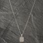 Second Hand 9ct White Gold 0.04ct Diamond Openwork Oblong Cushion Shaped Pendant & 18 Inch Curb Chain 41142531