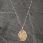 Second Hand 9ct Yellow Gold Oval Foliate Hand Engraved Locket Pendant & 19 Inch Trace Chain 41142535